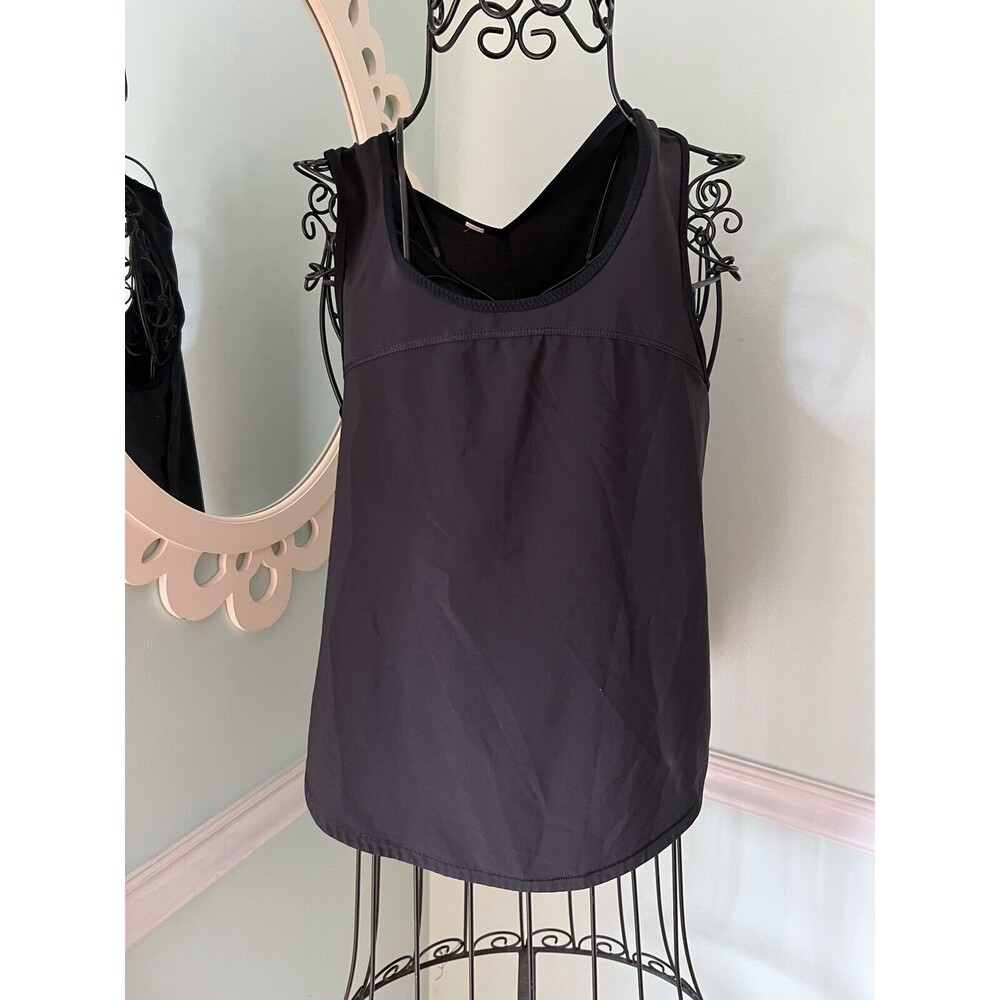 Lululemon Run Split Singlet Tank Top Black Women's Size‎ 6 Split Sides